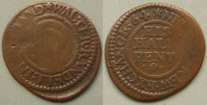 New Exchange (The Strand), Walter Randell 1664 halfpenny